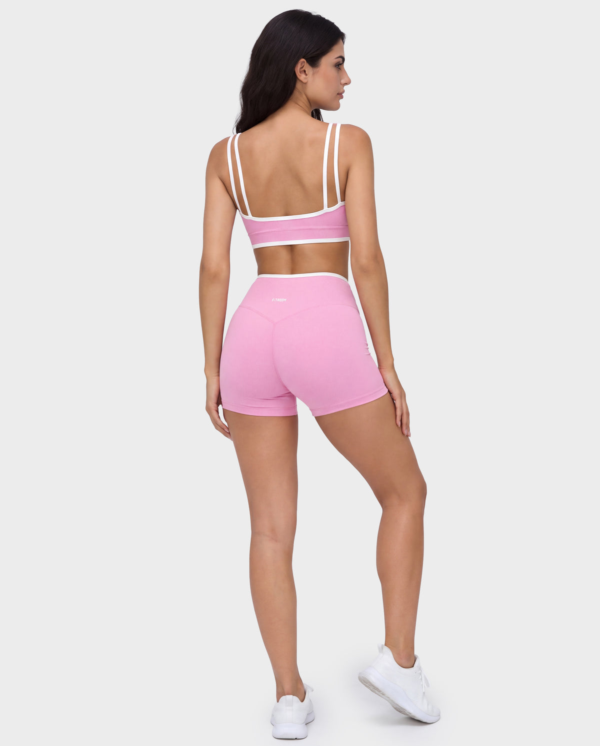 Invisible Push-up Short Set Pink and White Line