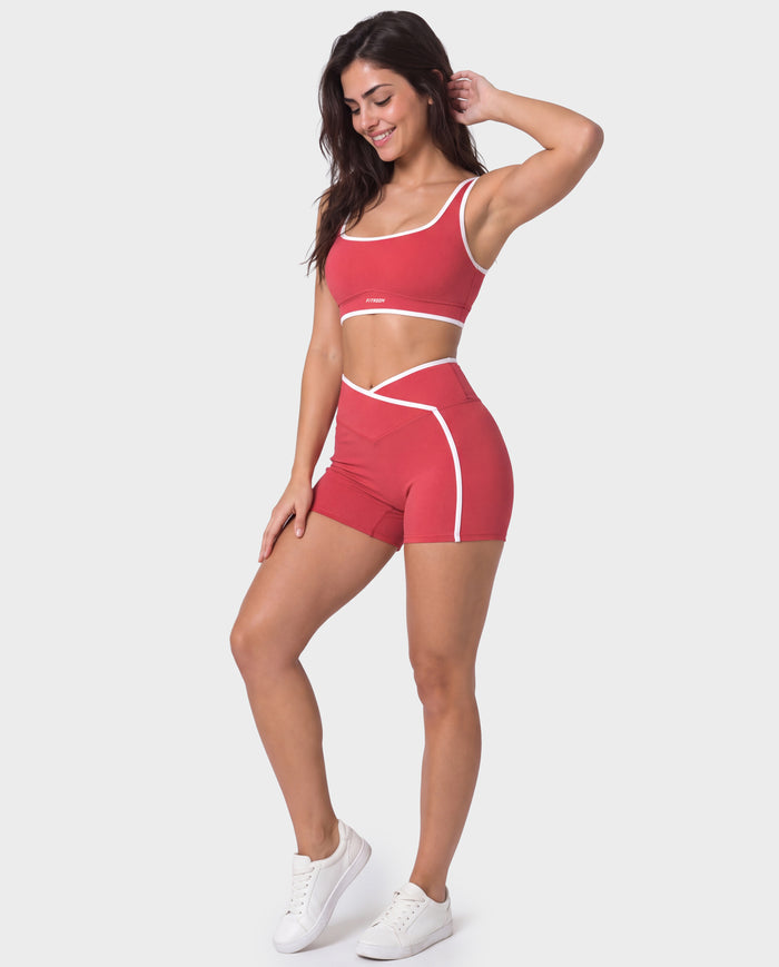 Invisible Push-up Short Set Red and White Line