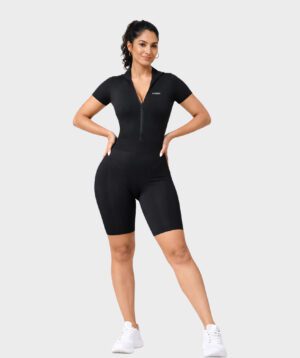Short Jumpsuit Black Mesh