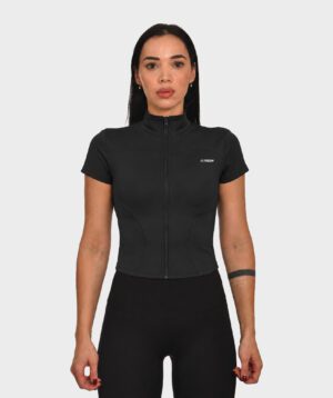 Short Sleeve Jacket Black Zip
