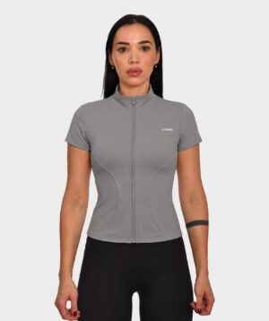 Short Sleeve Jacket Grey Zip