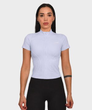 Short Sleeve Jacket Light Blue Zip
