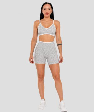 Push-up Short Set Light Grey Leopard Spirit